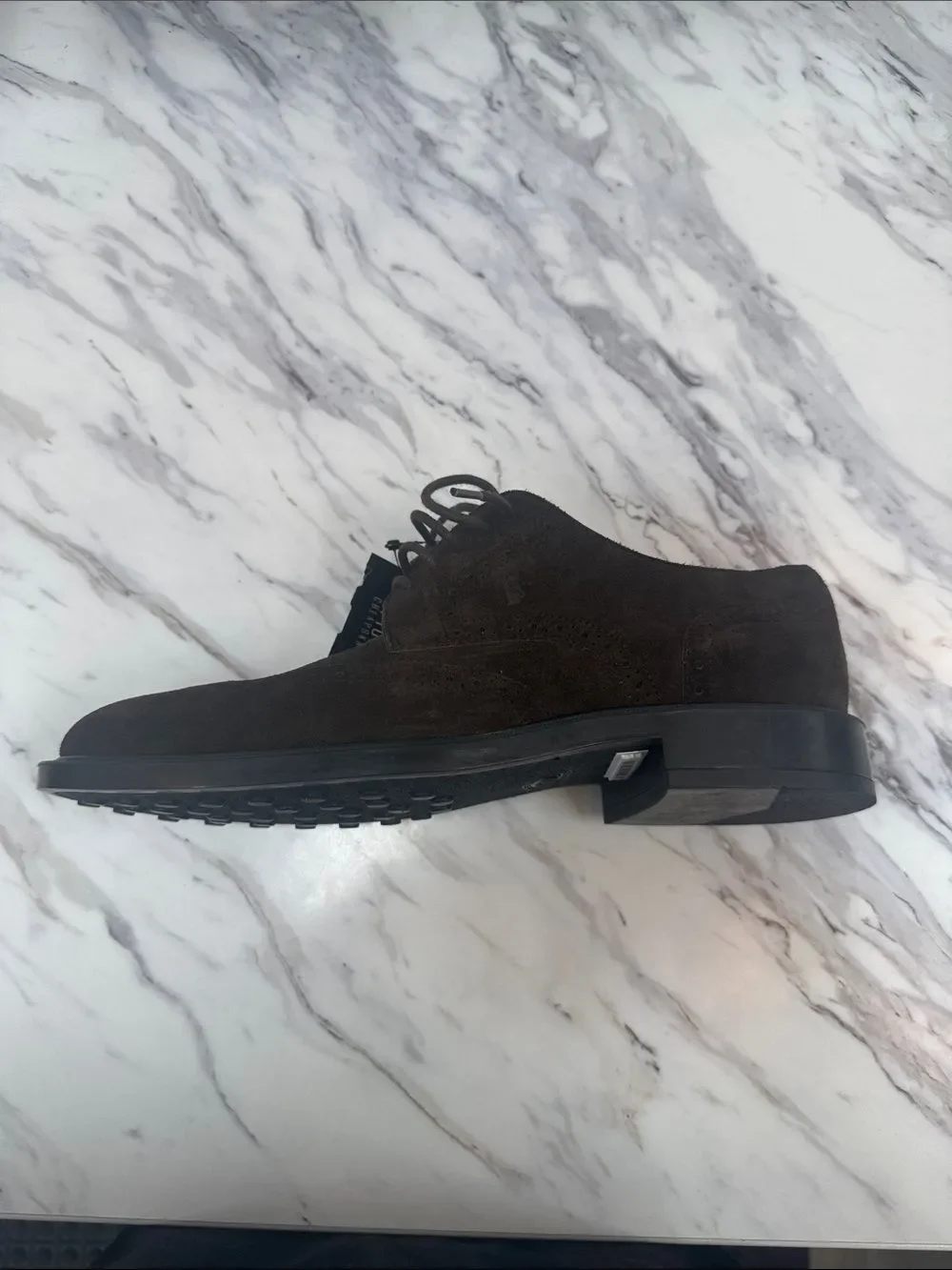 Tod's Dark Brown Suede Wingtip Derby